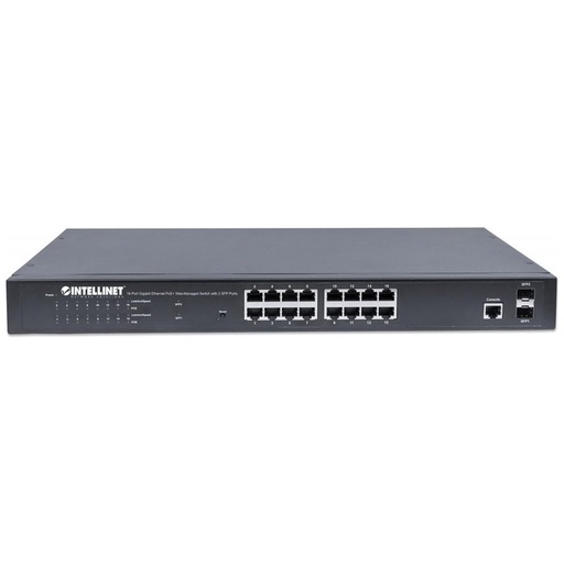 [NET6737] Switch Intellinet Gigabit Ethernet 561341 16 Puertos PoE+ 10/100/1000Mbps + 2 Puertos SFP 36 Gbit/s 8000 Entradas Administrable 