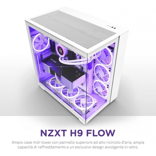 [CAB27974] Gabinete nzxt h9 flow mini-itx/microatx/atx 4v s/f bco cm-h91fw-01
