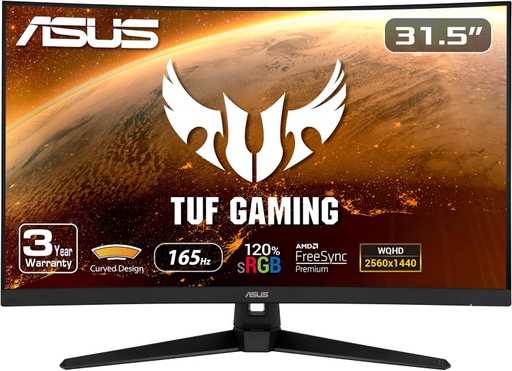 [MNS37801] Monitor Gamer Curvo ASUS TUF Gaming VG32VQ1B LED 31.5" Quad HD Adaptive-Sync FreeSync 165Hz HDMI Bocinas Integradas 2x2W