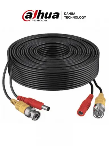 [WIR4780] Cable de video y energia dahua, 20 metros, negro, para camaras de hasta 4k, conector bnc y de energia, exterior e interior, sopo