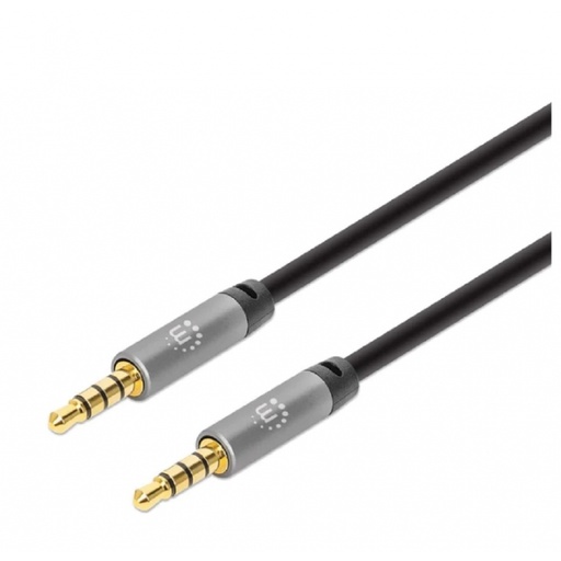 [ACC703010] Cable audio,manhattan,355988, estereo 3.5mm m-m 1.0m negro aluminio plateado