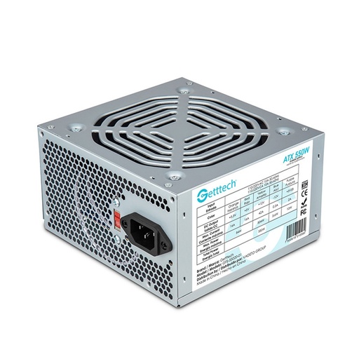 [POW53526] Fuente De Poder Getttech De 550W ATX Cable De Corriente De 1.2 m