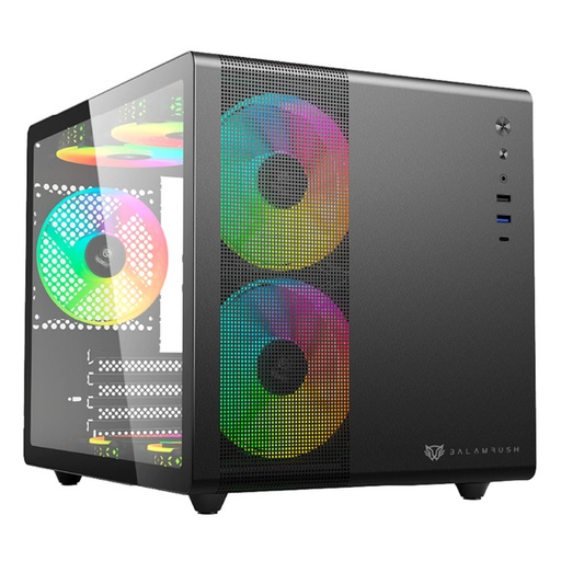 [CAB28092] Gabinete Balam Rush Tank Mini GI930 Con Ventana Mini-Tower ITX/Mini-ATX USB 3.0/C Sin Fuente 3 Ventiladores ARGB Instalados