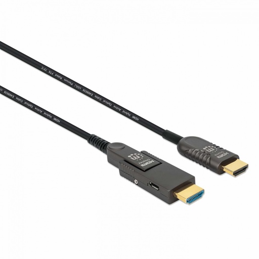[WIR4831] Manhattan Cable Óptico Activo HDMI Macho - HDMI Macho con conector Desmontable, 50 Metros, Negro