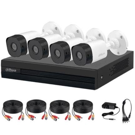 [SEC96461] Kit de 4 canales dahua 1mp 4 cámaras b1a11 policarbonato lente de 2.8mm/93° de apertura/4 ch+1 ip o hasta 5 ch ip