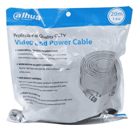 [WIR4839] Cable dahua 20m armado para video-energía para cámaras hasta 4k con conectores bnc/energía uso exterior-interior