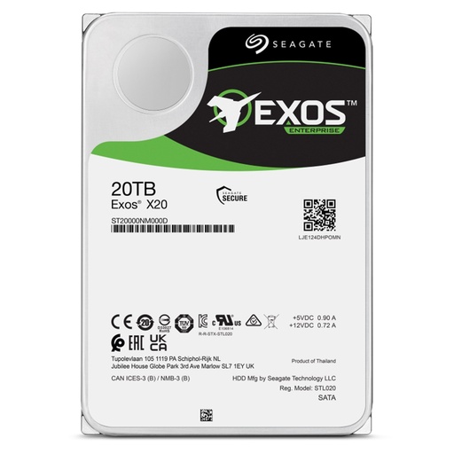 [SNR87381] Disco Duro para Servidor Seagate EXOS X20 3.5" 20TB SATA III 6 Gbit/s 7200RPM 256MB Caché