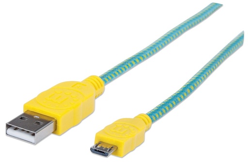 [SNR320] Cable manhattan usb v2.0 a-micro b 1.0m textil turquesa/amari 352710