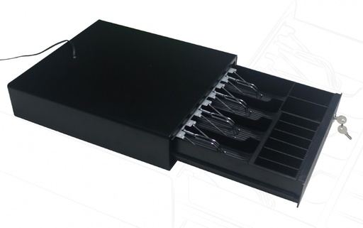 [POS50] Cajon de dinero ghia negro compartimientos 4 billetes 8 monedas