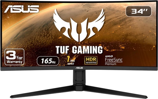 [MNS37983] Monitor Gamer Curvo ASUS VG34VQL1B LED 34" UltraWide Quad HD Ultra Wide FreeSync 165Hz HDMI Bocinas Integradas 2x4W
