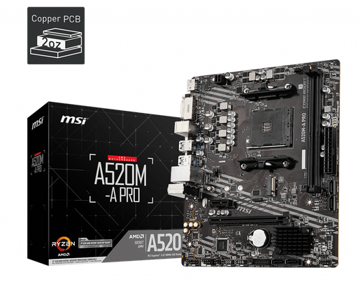 [SNR4511] Tarjeta Madre MSI A520M-A Pro AM4 DDR4 4400MHz HDMI DVI Micro ATX