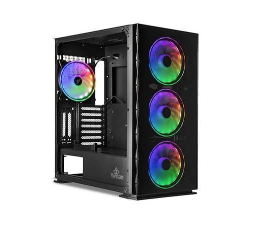 [CAB28180] Gabinete Yeyian Vector Elite con Ventana, Midi-Tower, Micro-ATX/ATX, USB 3.0, sin Fuente, 4 Ventiladores ARGB Instalados, Negro