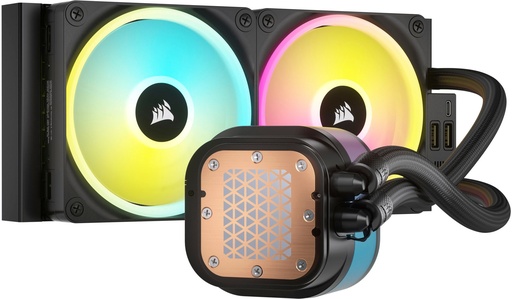 [COO100279] Sistema de enfriamiento liquido corsair icue link h100i rgb aio, 240mm, iluminacion rgb, 2 ventiladores 120mm, para intel y amd,
