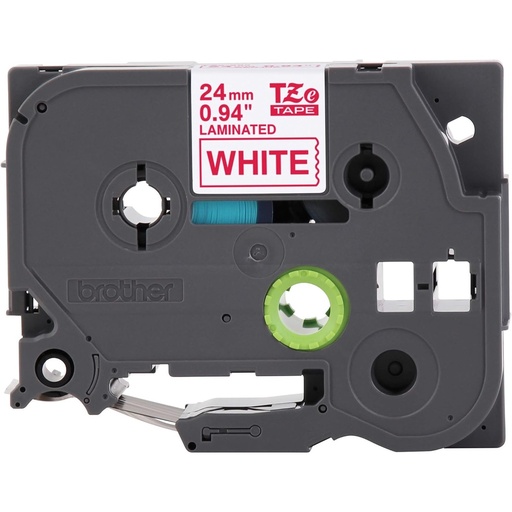 [PRI6814] Cinta Brother TZE252 Laminada Estándar Texto Rojo Fondo Blanco 24mmx8m
