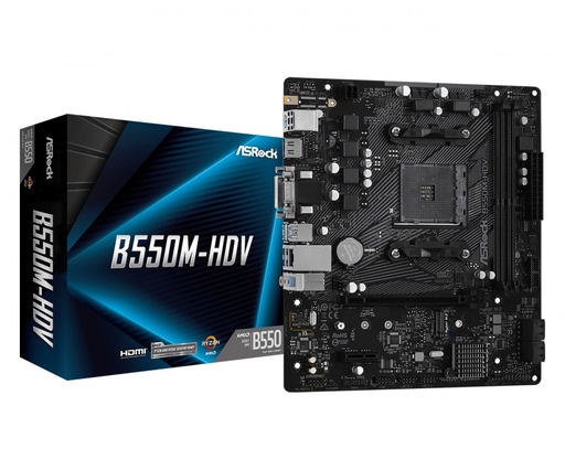 [MOB25] Tarjeta Madre ASRock micro ATX B550M-HDV, S-AM4, AMD B550, HDMI, 64GB DDR4 para AMD