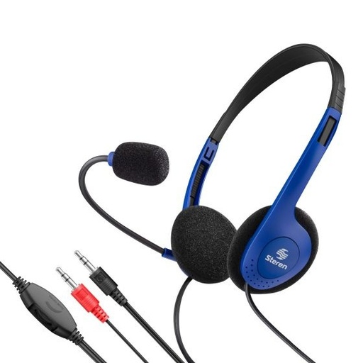 [AUD72270] Audífonos steren para computadora 1.8m micrófono integrado color negro con azul