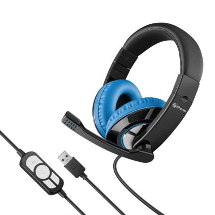 [AUD72271] Audífonos steren ultraconfort multimedia usb con micrófono color negro con azul