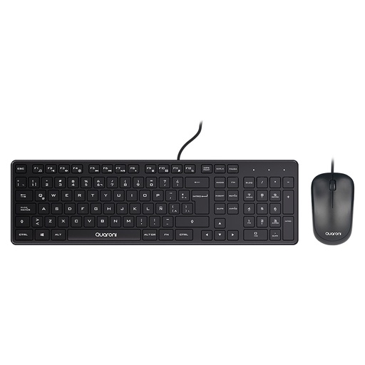 [KNM181981] Kit teclado y mouse optico quaroni alambrico color negro