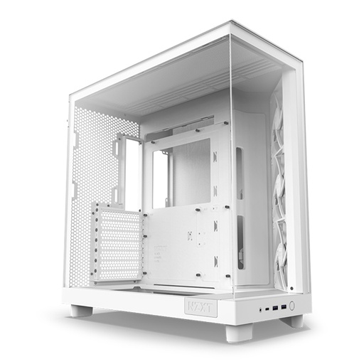 [CAB28267] Gabinete nzxt h6 flow vidrio templado blanco atx, micro-atx, mini-itx