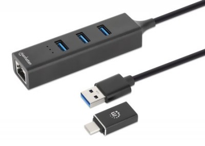 [ACC778593] Adaptador red gb usb a/c +hub 3 ptos v3.0 manhattan 180894