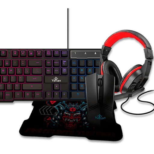 [KNM139] Kit yeyian led ykh-20707 hydra s2000 teclado, mouse, headset, mousepad