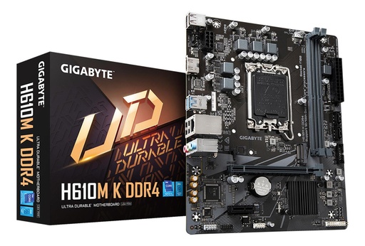 [ACC778657] Tarjeta madre gigabyte h610m k 2xddr4 64gb 3200mhz pcie 4.0 m.2 1xhdmi s 1700 12th 13th gen matx
