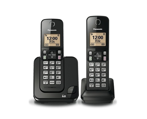 [TEL257] Telefono panasonic inalambrico p.lcd 1.6" +2 auri. negro(kx-tgc352meb)