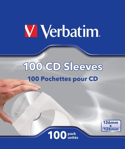 [SNR87696] Sobre de papel para  cd/dvd con ventana transparente verbatim 49976 paquete con 100 piezas -