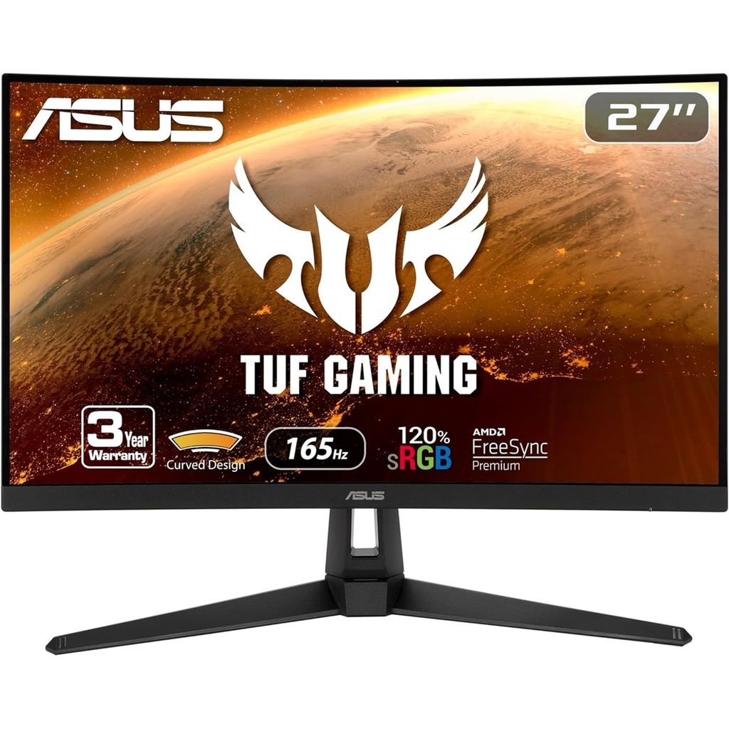 Monitor Asus Curvo TUF Gaming VG27VH1B 27" VA FHD 1920x1080 1xHDMI 1xVGA 1ms MPRT 165Hz Speaker 2Wx2 FreeSync