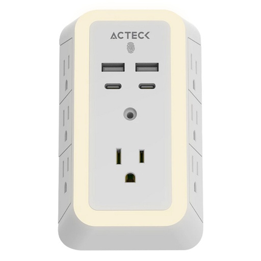 [POW53770] Multicontactos Acteck Energon Lumina CP515 7 Contactos 2x USB-A 2x USB-C 125V