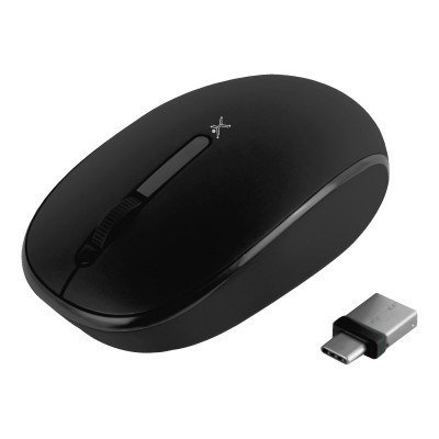[KNM182021] Mouse inalámbrico negro silencioso con receptor doble usb c+usb a pc-045175 -