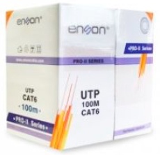 [NET30026] Cable utp cat6 enson 12263g100 serie pro-ii calibe 23 awg 100% cobre de alto rendimiento bobina de 100 metros forro pvc color gris uso interior recomendado para cctv, video ip y redes base 10,100,1000