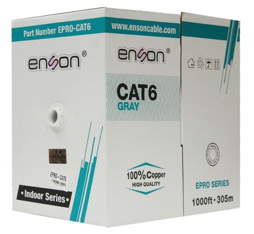 [NET30104] Cable utp cat6 enson epro-cat6 forro pvc 4 pares calibre 23 awg 100% cobre uso interior bobina 1000 pies 305 metros **certificacion ul**
