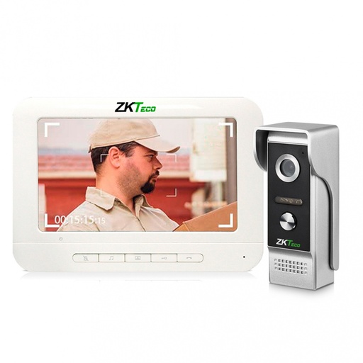 [SEC97035] Kit Videoportero ZKTeco VDPO3-B3 Monitor 7" Altavoz Alámbrico Fuente de Poder Acero Inoxidable 