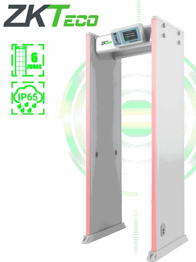 [POW53790] Zkteco d4330ip65 arco detector de metales / ip65 semi-exterior / 33 zonas de detección / 300 niveles de sensibilidad /  pantalla hd 7" / indicadores led en ambas vistas / control remoto / incluye bateria de respaldo