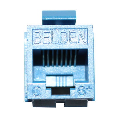[NET30210] Conector modular jack rj45 cat6 belden ax104193  estilo keyconnect azul compatible con faceplate ax102660,ax102655,ax102249 patch panel modular ax103114,ax103115,ax104599 esquema de cableado t568a/b herramienta compatible ax100749 uso interior calibre del conductor 22-24 awg