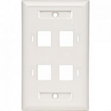 [ACC778923] Placa de pared (faceplate) belden ax102249 4 puertos compatible con jacks estilo keyconnect universal cat6a cat6 cat5e  conectores de fibra óptica y coaxiales color blanco uso interior material plástico ul94v incluye tornillo 6-32 etiqueta de carton ventana transparente