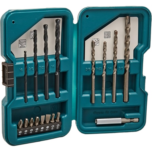 [HMT65] Juego de Brocas Makita D-45836 Para Metal Concreto Madera y Puntas 17 Piezas