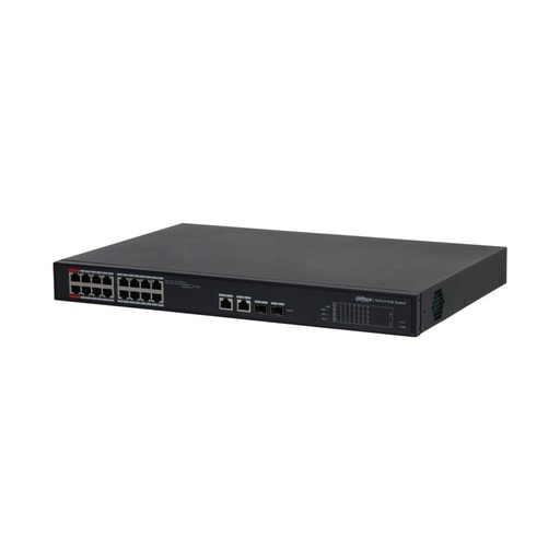 [NET30343] Switch Dahua Fast Ethernet DHT3720025 10/100Mbps 16 Puertos PoE + 2 Puertos SFP Uplink 7.2Gbit/s 16000 Entradas Administrable