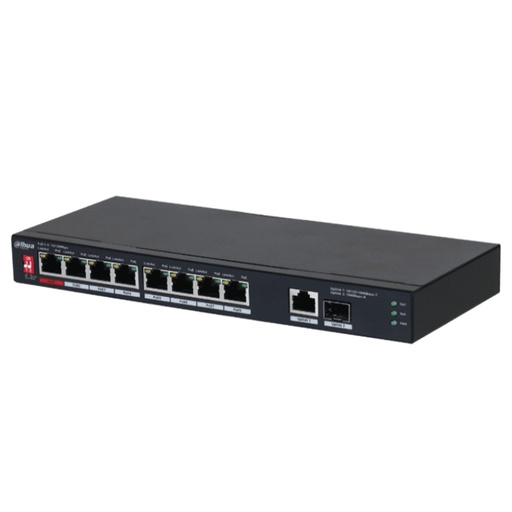 [NET30376] Switch Dahua Gigabit Ethernet PFS3110-8ET1GT1GF-96 8 Puertos PoE 10/100/1000 5.6 Gbit/s 8.000 Entradas No Administrable