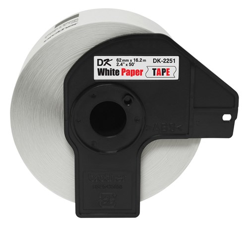 [PRI2671] Cinta Brother DK-2251 Negro Y Rojo Sobre Blanco 6.2cmx15.2m