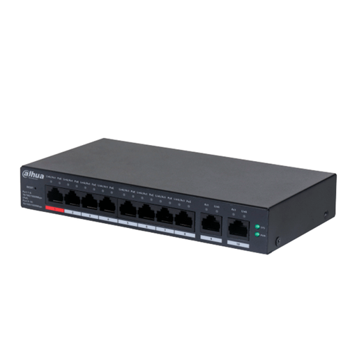 [NET30416] Switch Dahua Gigabit Ethernet DH-CS4010-8GT-110 8 Puertos PoE 10/100/1000 + 2 Puertos Uplink 20Gbit/s 8000 Entradas Administrable
