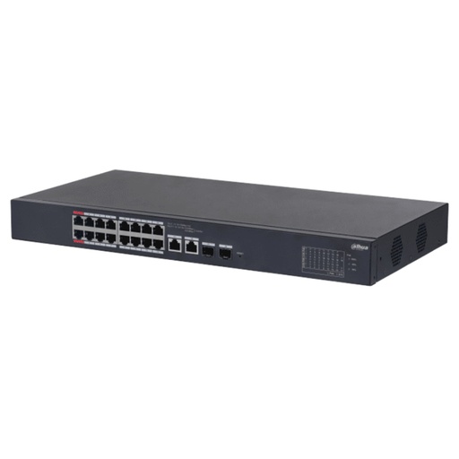 [NET30429] Switch Dahua Gigabit Ethernet DH-CS4218-16ET-135 16 Puertos 10/100 (PoE) + 2 Puertos 10/100/1000 + 2 Puertos SFP 135W 7.2Gbit/s 8000 Entradas Administrable