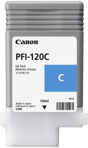 [PRI2721] Tanque de tinta canon pfi-120 c cyan rendimiento 130 ml, compatible con tm-200, tm-205, tm-300, tm-305.