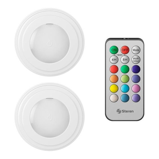 [ELE35192] Lámpara LED Steren LAM-RM3 RGB Luz Fría 2 Piezas Con Control Remoto