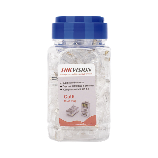 [NET30561] Bote de plug modular rj45 cat6, chapado oro a 30 micras, sin blindaje, uso interior, 100 pzas
