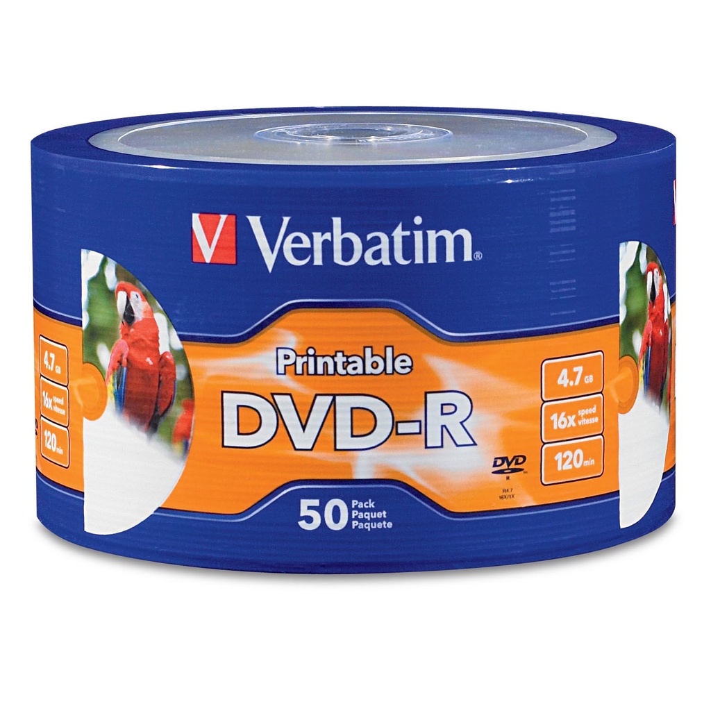 Paquete De 50 piezas DVD-R Verbatim De 4.7 GB/120min 16x Imprimibles