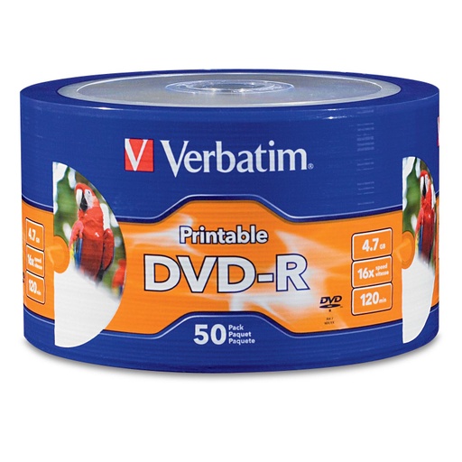 [SNR84074] Paquete De 50 piezas DVD-R Verbatim De 4.7 GB/120min 16x Imprimibles