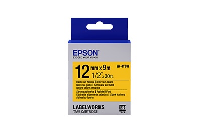[PRI2769] Cinta Epson LabelWorks LK-4YBW Negro Sobre Amarillo 12mm x 9m