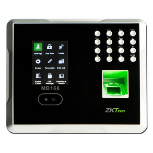 [SEC97835] Control De Acceso ZKTeco MB160ID Con Reconocimiento Facial De Hasta 1,200 Rostros 1500 Huellas Y 100,000 Registros
